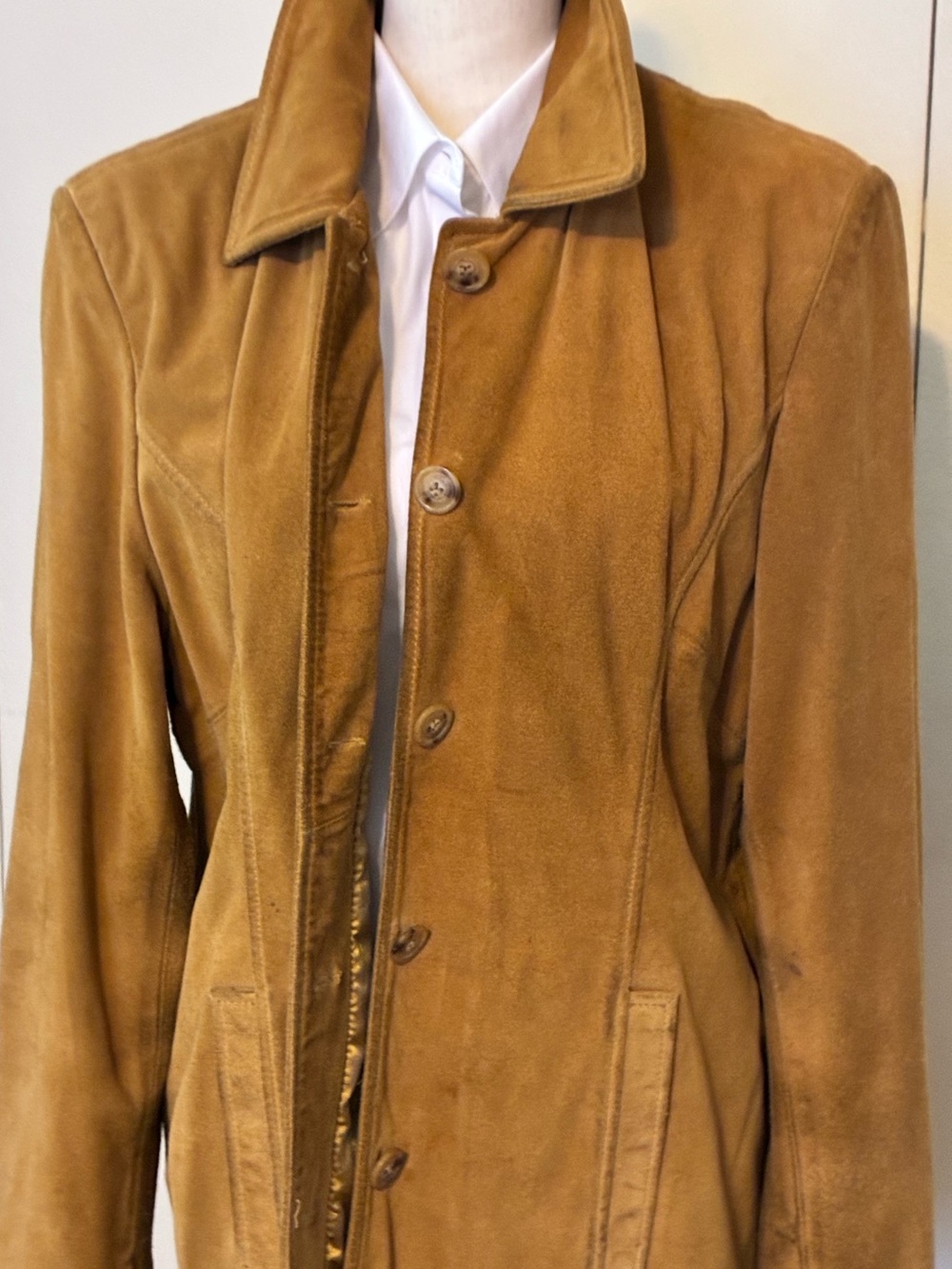 Women’s Suede Button-Front Jacket - Camel